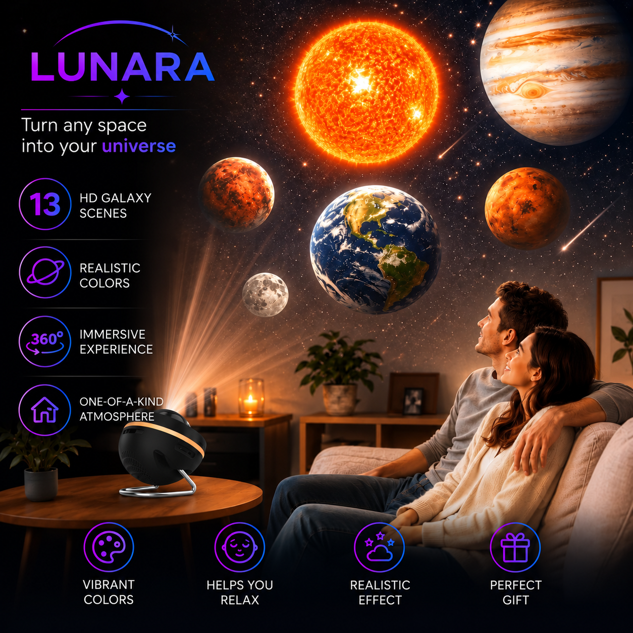 LUNARA Galaxy Star Projector